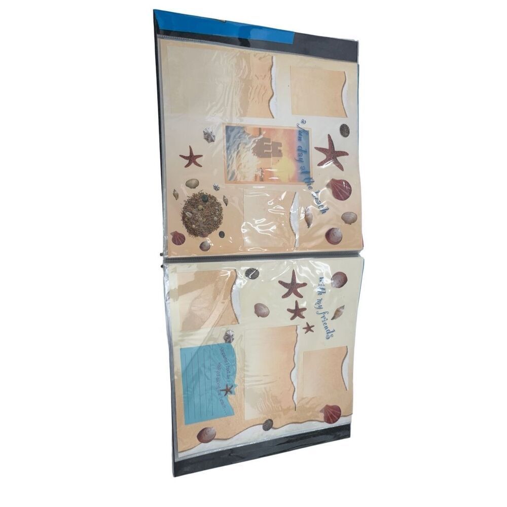 The photos appear to show a Tiny Treasures 12” x 12” Vacation Memories Scrapbook